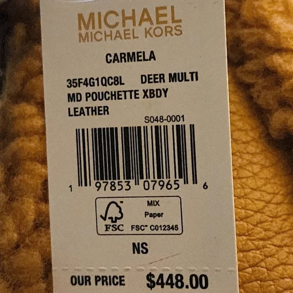 Michael Kors Carmela CrossBody Bag Chain Leather Shearling Faux Fur Trim NWT - Picture 14 of 15